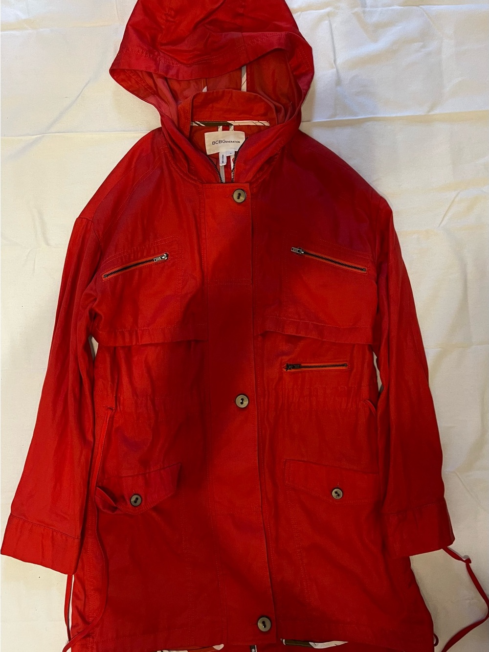 BCBGeneration Cayenne Red Hooded Utility Anorak Jacket Women’s Size S